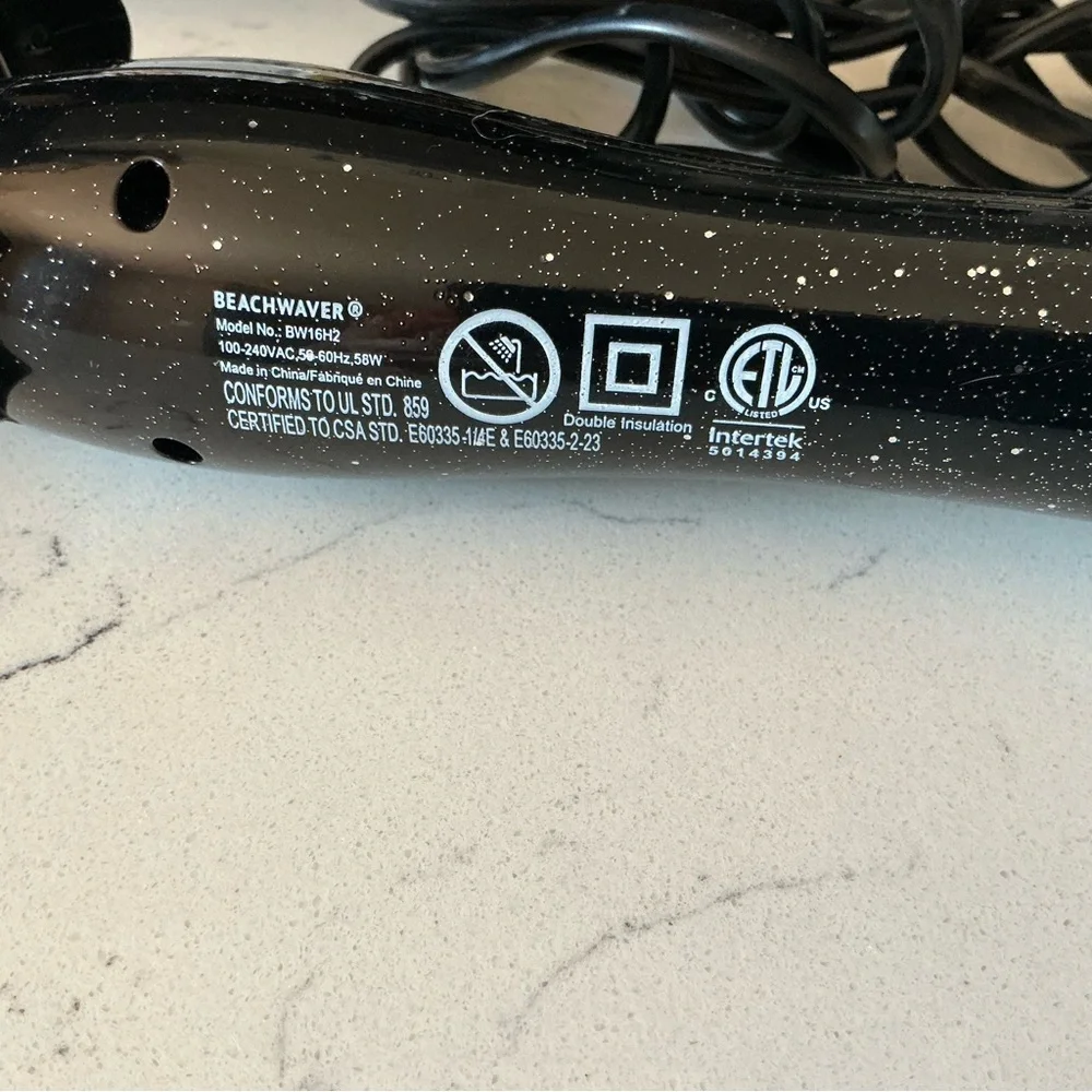 Beachwaver B1 rotating curling iron in black glitter 1”Model no. BW16H2